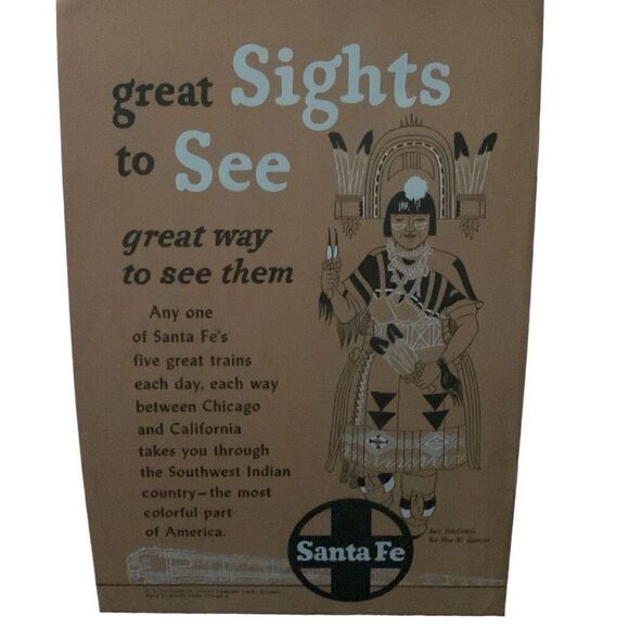Vintage 1952 Santa Fe Great Sights To See Ad Advertisement - Picture 2 of 3